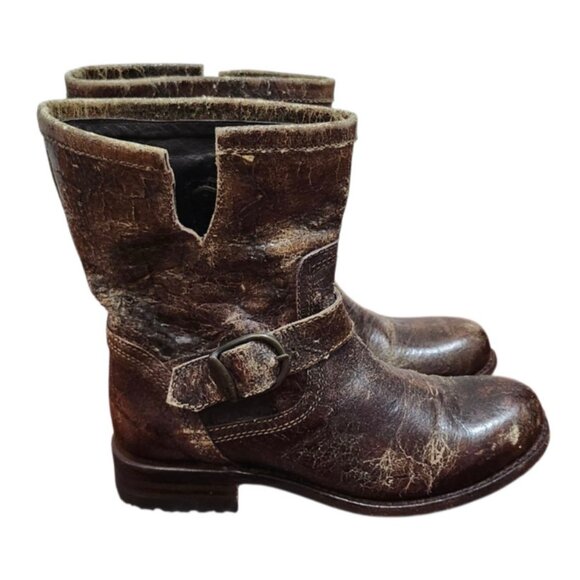 Sendra Engineer Boots 8601 Women’s 7 Brown Distressed Leather Goodyear Welt - Picture 4 of 14